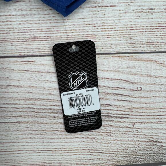 NHL Edmonton Oilers Distressed Logo T-Shirt Adult XL Blue Orange NEW - Picture 4 of 8